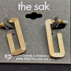 The Sak Gold Linear Rectangle Earrings 1.25 inch approx